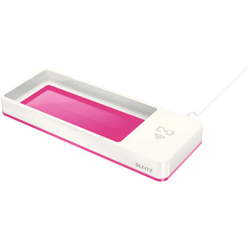 Leitz WOW Desk Organiser with Inductive Charger White & Metallic Pink