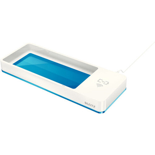 Leitz WOW Desk Organiser with Inductive Charger White &Metallic Blue Leitz WOW Desk Organiser with Inductive Charger White &Metallic Blue