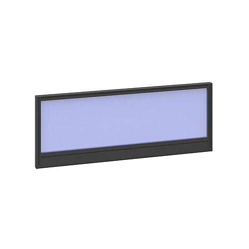 Straight Glazed Office Desk Screen 1000mmx380mm - Electric Blue With Black Aluminium Frame