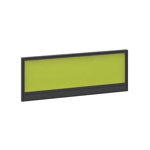 Straight Glazed Office Desk Screen 1000mmx380mm - Acid Green With Black Aluminium Frame