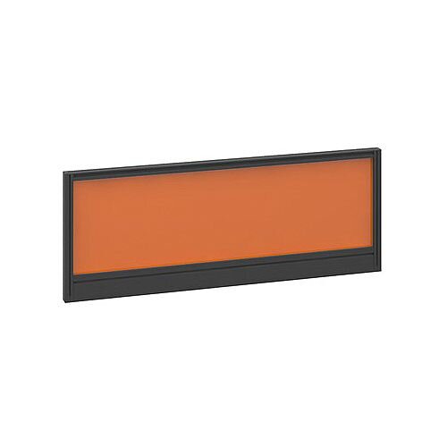 Straight Glazed Office Desk Screen 1000mmx380mm - Mandarin Orange With Black Aluminium Frame