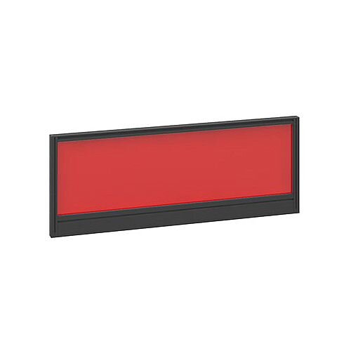 Straight Glazed Office Desk Screen 1000mmx380mm - Chili Red With Black Aluminium Frame