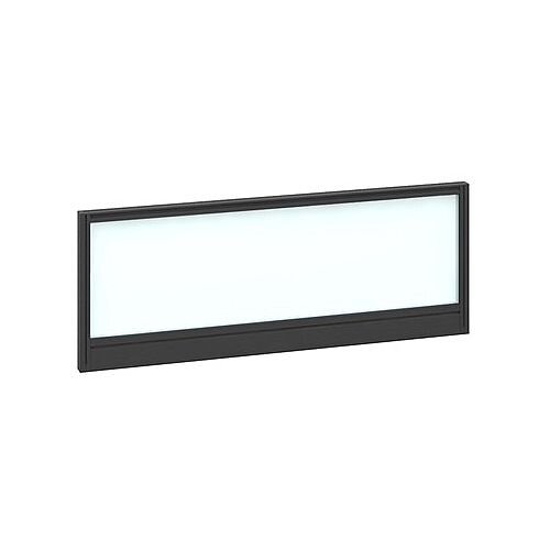Straight Glazed Office Desk Screen 1000mmx380mm - Polar White With Black Aluminium Frame Straight Glazed Office Desk Screen 1000mmx380mm - Polar White With Black Aluminium Frame