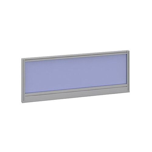 Straight Glazed Office Desk Screen 1000mmx380mm - Electric Blue With Silver Aluminium Frame