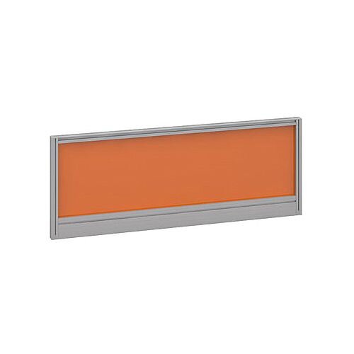 Straight Glazed Office Desk Screen 1000mmx380mm - Mandarin Orange With Silver Aluminium Frame