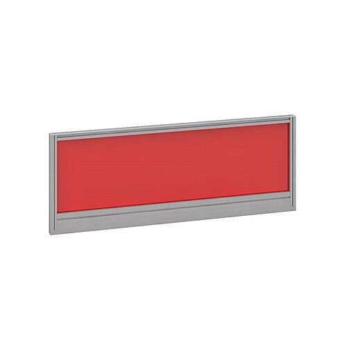 Straight Glazed Office Desk Screen 1000mmx380mm - Chili Red With Silver Aluminium Frame