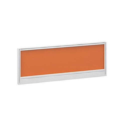 Straight Glazed Office Desk Screen 1000mmx380mm - Mandarin Orange With White Aluminium Frame Straight Glazed Office Desk Screen 1000mmx380mm - Mandarin Orange With White Aluminium Frame