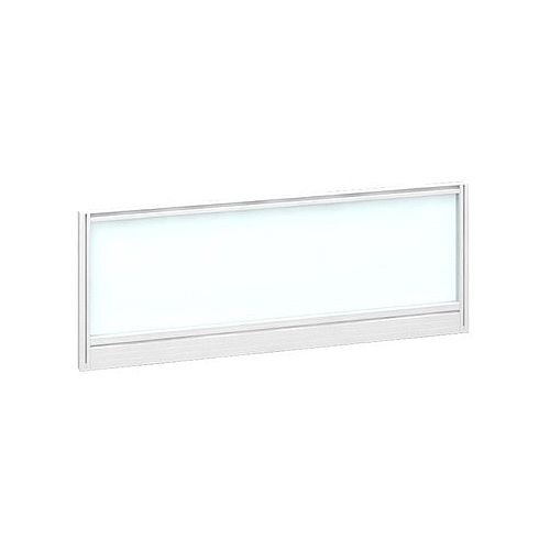 Straight Glazed Office Desk Screen 1000mmx380mm - Polar White With White Aluminium Frame Straight Glazed Office Desk Screen 1000mmx380mm - Polar White With White Aluminium Frame