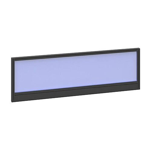 Straight Glazed Office Desk Screen 1200mmx380mm - Electric Blue With Black Aluminium Frame