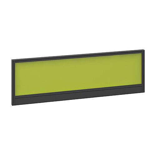 Straight Glazed Office Desk Screen 1200mmx380mm - Acid Green With Black Aluminium Frame Straight Glazed Office Desk Screen 1200mmx380mm - Acid Green With Black Aluminium Frame