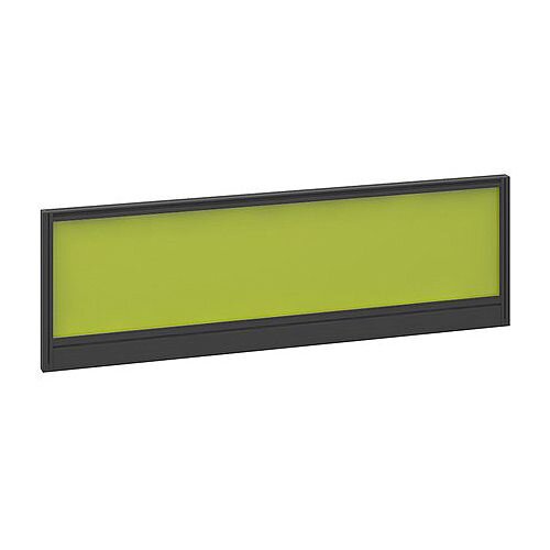 Straight Glazed Office Desk Screen 1200mmx380mm - Acid Green With Black Aluminium Frame