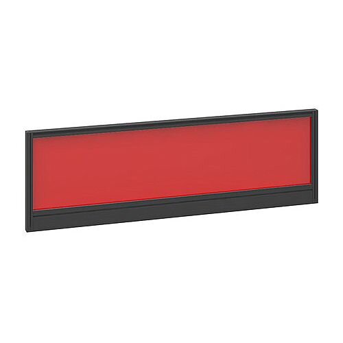 Straight Glazed Office Desk Screen 1200mmx380mm - Chili Red With Black Aluminium Frame