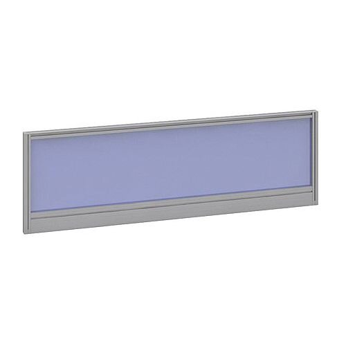 Straight Glazed Office Desk Screen 1200mmx380mm - Electric Blue With Silver Aluminium Frame