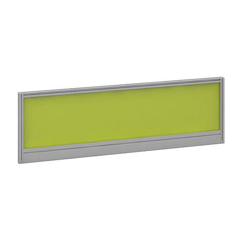 Straight Glazed Office Desk Screen 1000mmx380mm - Acid Green With Silver Aluminium Frame