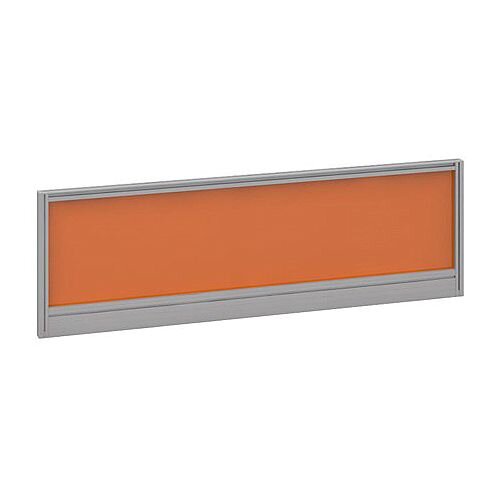 Straight Glazed Office Desk Screen 1200mmx380mm - Mandarin Orange With Silver Aluminium Frame