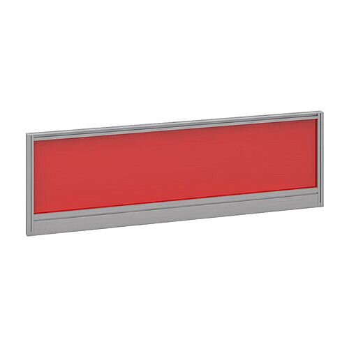 Straight Glazed Office Desk Screen 1200mmx380mm - Chili Red With Silver Aluminium Frame