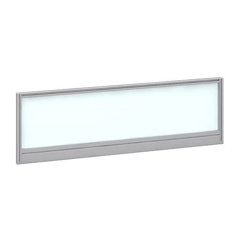 Straight Glazed Office Desk Screen 1200mmx380mm - Polar White With Silver Aluminium Frame Straight Glazed Office Desk Screen 1200mmx380mm - Polar White With Silver Aluminium Frame