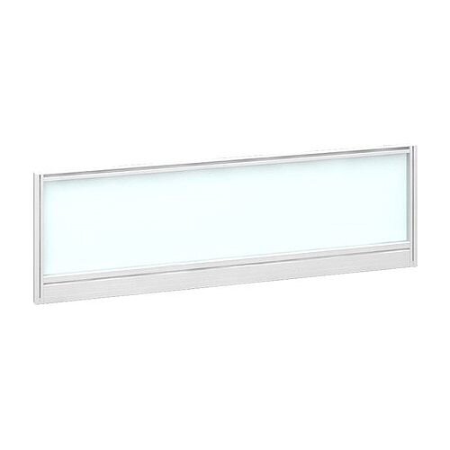 Straight Glazed Office Desk Screen 1200mmx380mm - Polar White With White Aluminium Frame Straight Glazed Office Desk Screen 1200mmx380mm - Polar White With White Aluminium Frame