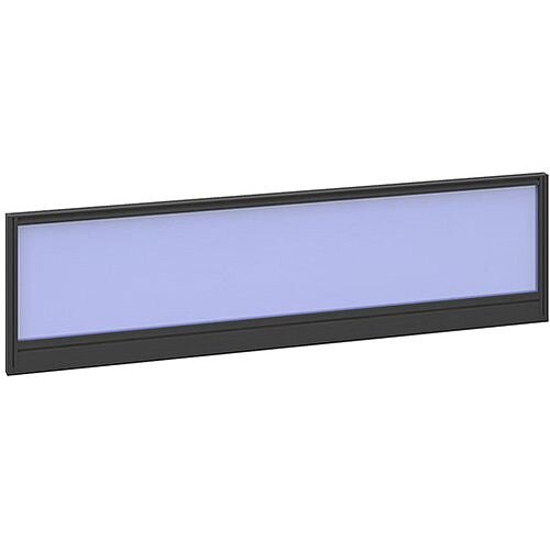 Straight Glazed Office Desk Screen 1400mmx380mm - Electric Blue With Black Aluminium Frame Straight Glazed Office Desk Screen 1400mmx380mm - Electric Blue With Black Aluminium Frame