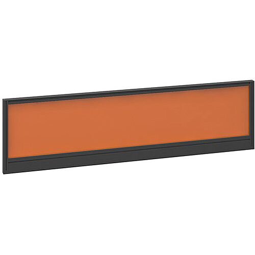 Straight Glazed Office Desk Screen 1400mmx380mm - Mandarin Orange With Black Aluminium Frame Straight Glazed Office Desk Screen 1400mmx380mm - Mandarin Orange With Black Aluminium Frame