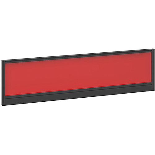 Straight Glazed Office Desk Screen 1400mmx380mm - Chili Red With Black Aluminium Frame Straight Glazed Office Desk Screen 1400mmx380mm - Chili Red With Black Aluminium Frame