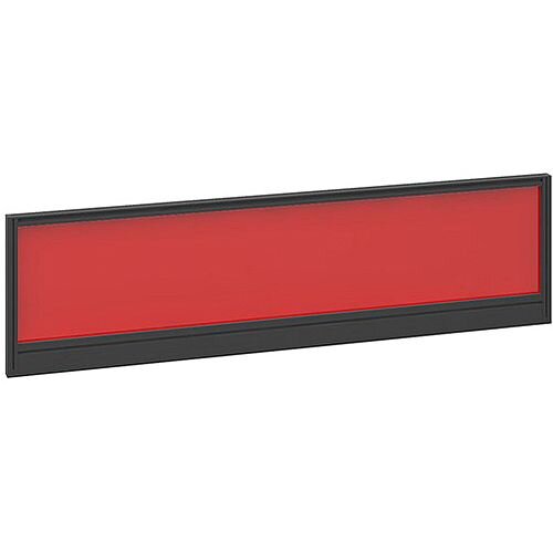 Straight Glazed Office Desk Screen 1400mmx380mm - Chili Red With Black Aluminium Frame