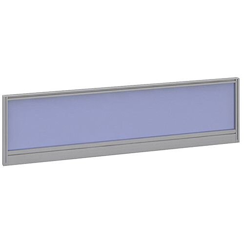 Straight Glazed Office Desk Screen 1400mmx380mm - Electric Blue With Silver Aluminium Frame Straight Glazed Office Desk Screen 1400mmx380mm - Electric Blue With Silver Aluminium Frame
