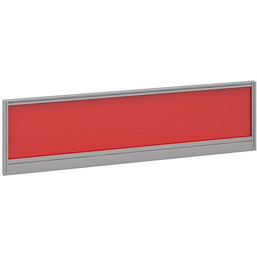 Straight Glazed Office Desk Screen 1400mmx380mm - Chili Red With Silver Aluminium Frame Straight Glazed Office Desk Screen 1400mmx380mm - Chili Red With Silver Aluminium Frame