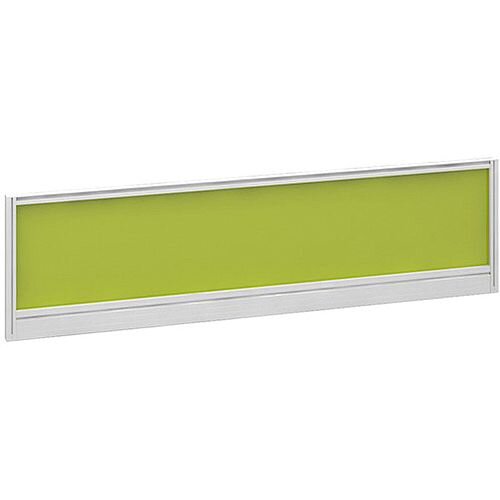 Straight Glazed Office Desk Screen 1400mmx380mm - Acid Green With White Aluminium Frame Straight Glazed Office Desk Screen 1400mmx380mm - Acid Green With White Aluminium Frame