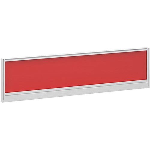 Straight Glazed Office Desk Screen 1400mmx380mm - Chili Red With White Aluminium Frame Straight Glazed Office Desk Screen 1400mmx380mm - Chili Red With White Aluminium Frame