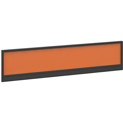 Straight Glazed Office Desk Screen 1600mmx380mm - Mandarin Orange With Black Aluminium Frame Straight Glazed Office Desk Screen 1600mmx380mm - Mandarin Orange With Black Aluminium Frame