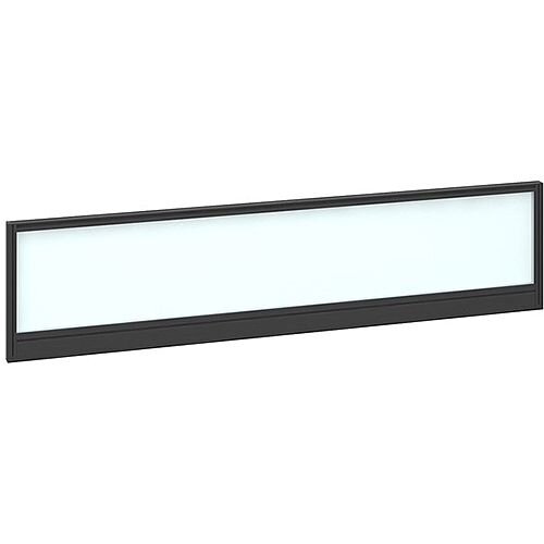 Straight Glazed Office Desk Screen 1600mmx380mm - Polar White With Black Aluminium Frame Straight Glazed Office Desk Screen 1600mmx380mm - Polar White With Black Aluminium Frame