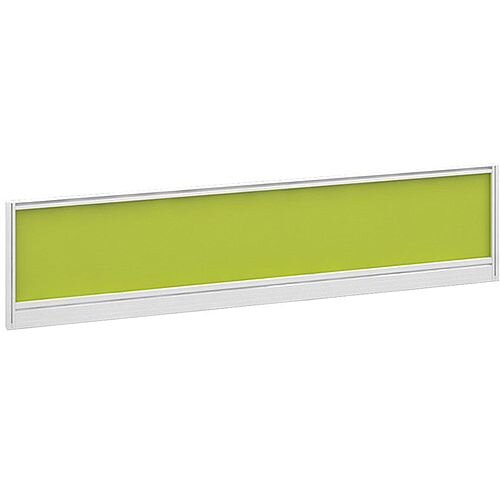 Straight Glazed Office Desk Screen 1600mmx380mm - Acid Green With White Aluminium Frame Straight Glazed Office Desk Screen 1600mmx380mm - Acid Green With White Aluminium Frame