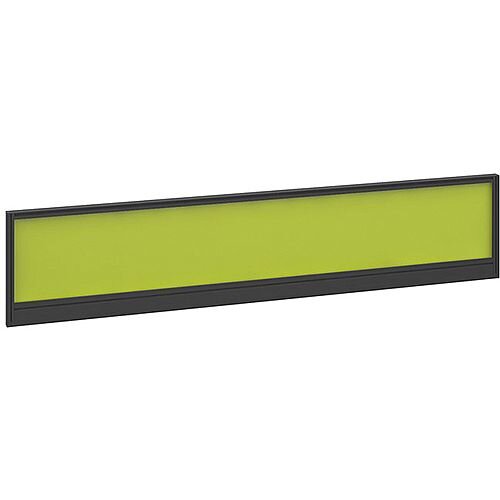 Straight Glazed Office Desk Screen 1800mmx380mm - Acid Green With Black Aluminium Frame Straight Glazed Office Desk Screen 1800mmx380mm - Acid Green With Black Aluminium Frame