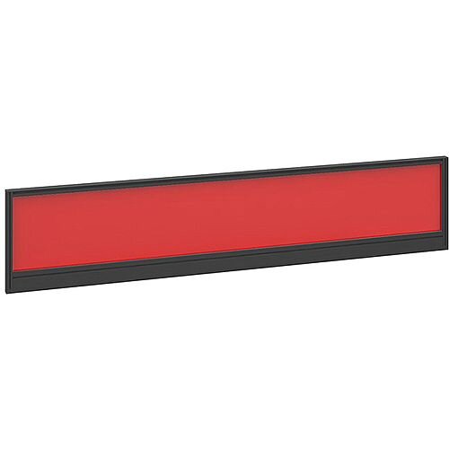 Straight Glazed Office Desk Screen 1800mmx380mm - Chili Red With Black Aluminium Frame Straight Glazed Office Desk Screen 1800mmx380mm - Chili Red With Black Aluminium Frame