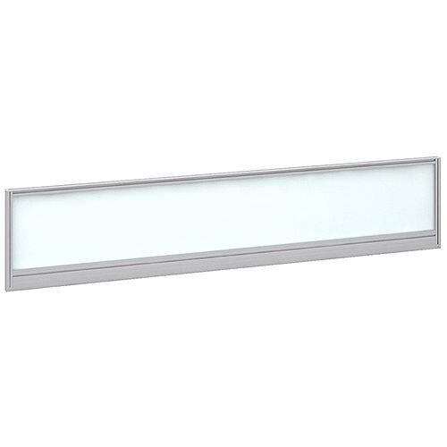 Straight Glazed Office Desk Screen 1800mmx380mm - Polar White With Silver Aluminium Frame Straight Glazed Office Desk Screen 1800mmx380mm - Polar White With Silver Aluminium Frame