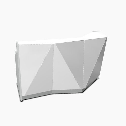 ALPA Straight Reception Desk with Silver Glass Front and Right Curve End W1835xD946xH1100mm