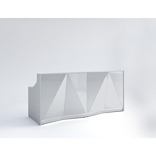 ALPA Straight Reception Desk with Silver Glass Front W2456xD946xH1100mm ALPA Straight Reception Desk with Silver Glass Front W2456xD946xH1100mm