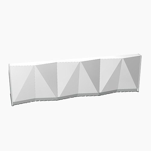 ALPA Straight Reception Desk with Silver Glass Front W3656xD946xH1100mm