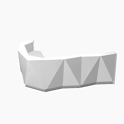 ALPA Curved Reception Desk with Silver Glass Front W3135xD2514xH1100mm ALPA Curved Reception Desk with Silver Glass Front W3135xD2514xH1100mm