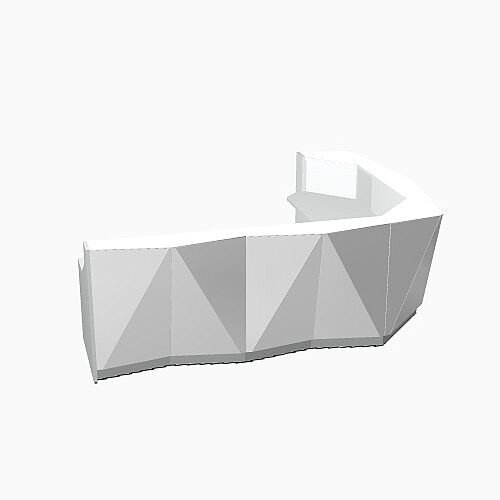 ALPA Curved Reception Desk with Silver Glass Front W3135xD2514xH1100mm ALPA Curved Reception Desk with Silver Glass Front W3135xD2514xH1100mm