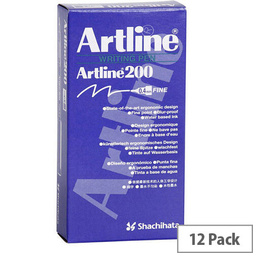 Artline 200 Black 0.4mm Tip Pen Pack of 12