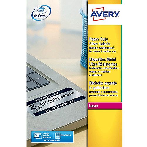 Avery Laser Label 209x294mm Heavy Duty Silver 1 per Sheet Pack of 20 L6013-20 Avery Laser Label 209x294mm Heavy Duty Silver 1 per Sheet Pack of 20 L6013-20
