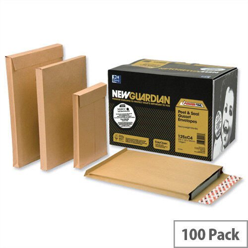 New Guardian Gusset Envelopes Peel and Seal 305x250x25mm 130gsm Manilla Pack of 100 New Guardian Gusset Envelopes Peel and Seal 305x250x25mm 130gsm Manilla Pack of 100