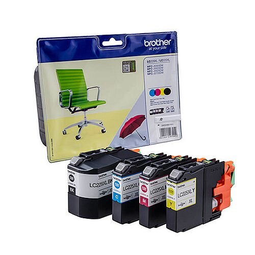 Brother LC225XL/LC229XL Cyan/Magenta/Yellow/Black Inkjet Cartridges Value Pack