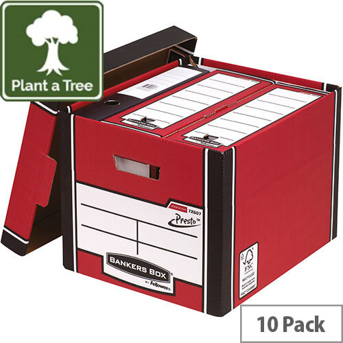 Fellowes Bankers Box Premium 726 Tall Archive Storage Box Red and White Pack 10 Fellowes Bankers Box Premium 726 Tall Archive Storage Box Red and White Pack 10
