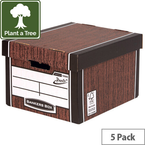 Bankers Box Premium Classic Box Wood Grain Pack of 5 7250513