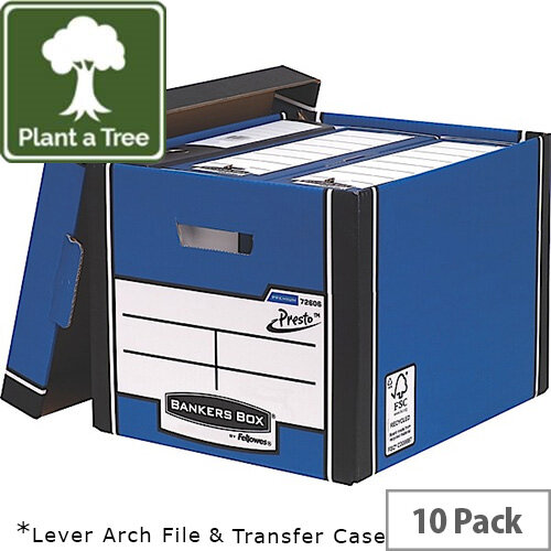 Fellowes Bankers Box Premium 726 Tall Archive Storage Box Blue and White Pack of 10