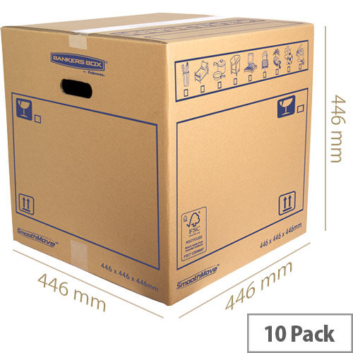 Bankers Box SmoothMove Standard Moving Box WxHxD 446 x 446 x 446mm Pack of 10 Ref 6207401