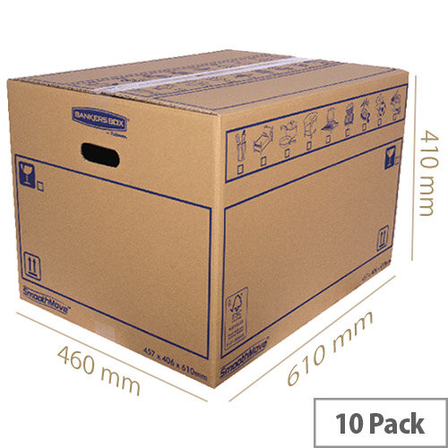 Bankers Box SmoothMove Standard Moving Box 460 x 410 x 610mm Pack of 10 6207501 Bankers Box SmoothMove Standard Moving Box 460 x 410 x 610mm Pack of 10 6207501